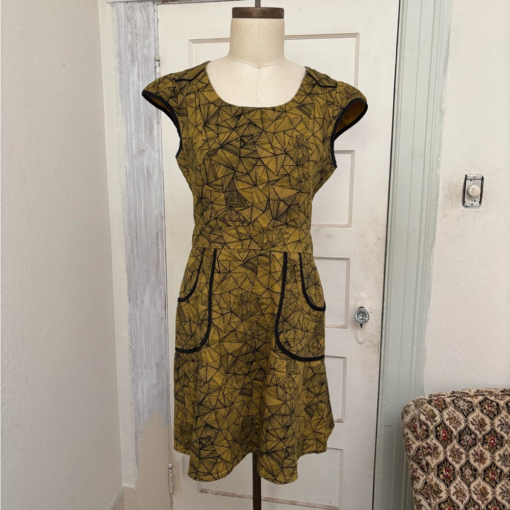 Nooworks Abstract Geometric Fit Flare Pocket A Line Mini Dress Size XL